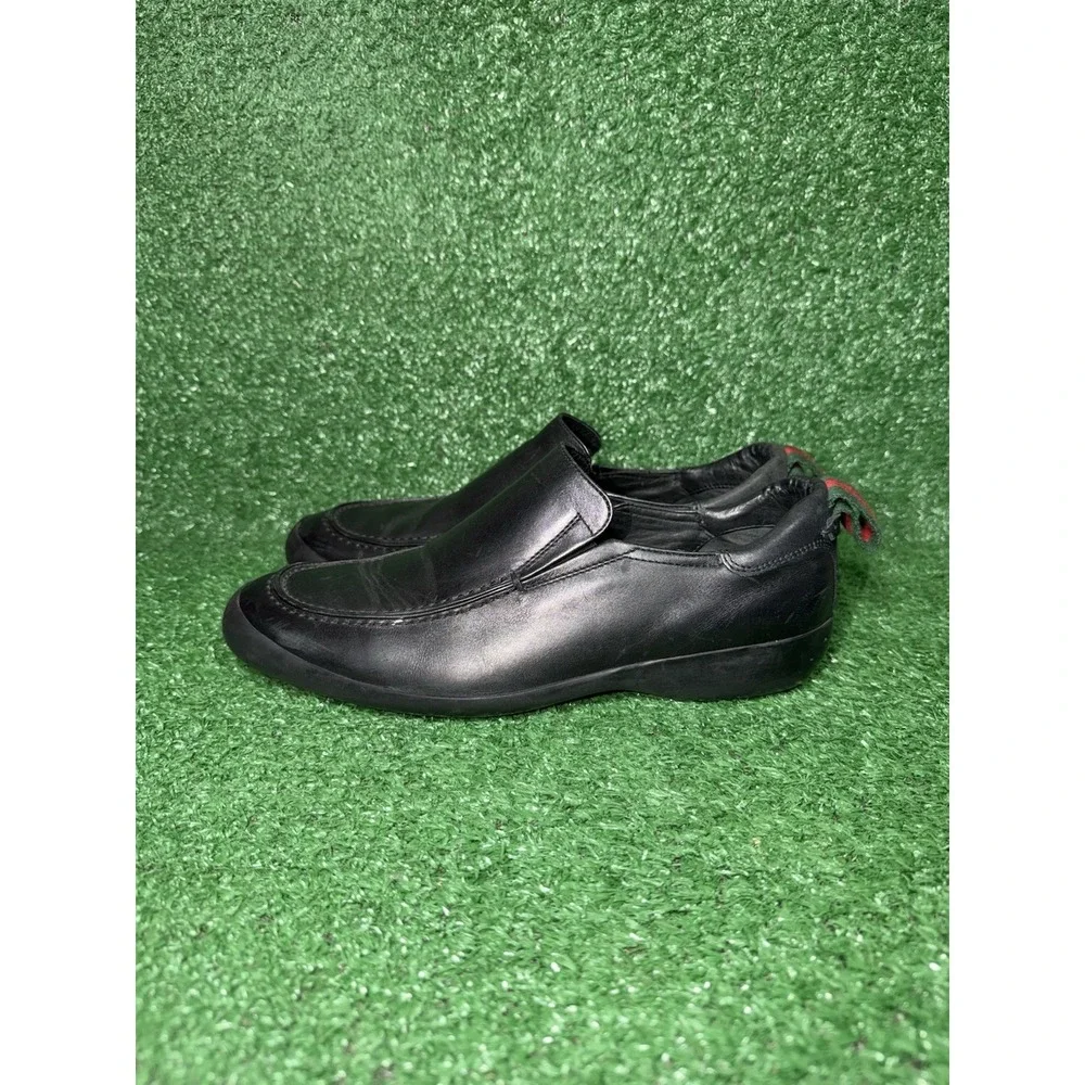 Vintage Gucci Shoes Mens Size 8.5 US Black Leather Slip On Loafers Luxury Italy